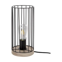 Lampa stołowa Timeo 1xE27 maks. 25W barwiona sosna szara/czarny metal/czarny kabel PVC 796049157