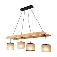 Lampa wisząca Eskalo 4xE27 maks. 25W barwiona sosna brązowa/czarny metal/czarny kabel PVC/naturalny len z czarnym kloszem wstążkowym 7739451