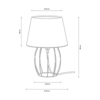Lampa stołowa Merano 1xE27 maks. 25W Czarny metal/czarny kabel PCV/szary klosz z tkaniny 7565104