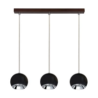 Ball Wood Pendant Lamp Incl. 3xLED GU10 5W Walnut Beech Wood/Black Metal 5143376