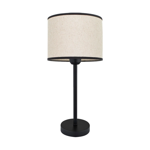 Amor Table Lamp 1xE27 Max.40W Black Metal/Black PVC Cable/Bright Linen with black ribbon Shade 7010408511664