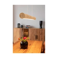 Lampa Wisząca Lucas 1xLED Samsung 24V Zintegrowana 3080lm 3000K 33W Naturalna Sosna/Czarny Metal/Przezroczysty Kabel PCV z Dotykowym Ściemniaczem 69660104