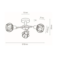 Viviane Ceiling Lamp 3xE27 Max.60W Oiled Oak/Black Metal 8224374