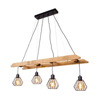 Lampa Wisząca Eskalo 4xE27 Max.60W Bejcowana Sosna Brązowa/Czarny Metal/Czarny Kabel PCV 7229451