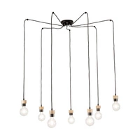 Lampa wisząca Clarte 7xE27 maks. 60W Dąb olejowany/Czarny metal/Czarny kabel z tkaniny 3491704