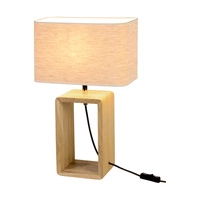 Boho Table Lamp 1xE27 Max.25W Oiled Oak/Black Braid/Beige Linen 77191174