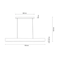 Lucas Pendant Lamp 1xLED Samsung 24V Integrated 3080lm 3000K 33W Stained Pine Gray/Black Metal/Transparent PVC Cable with Touch Dimmer 69670104