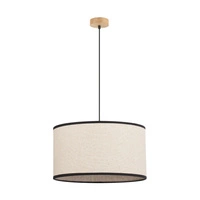 Lampa wisząca Ares 1xE27 maks. 60W Dąb olejowany/Czarny kabel PCV/Jasny len z czarnym kloszem wstążkowym 1792174