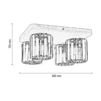Lampa Sufitowa Glory 4xE27 Max.60W Szary Beton/Szkło Przezroczyste 2361436