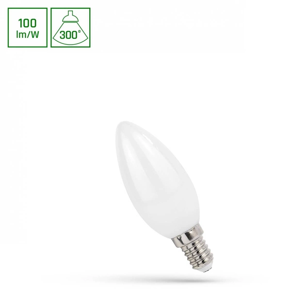 LED CANDLE E-14 230V 1W COG WW MILKY SPECTRUM
