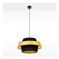 Złota lampa wisząca Preto 1xE27 Max.60W Czarny metal/Czarny kabel z tkaniny/Czarno-złoty klosz z tkaniny 150109104