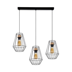 Endorfina Pendant Lamp 3xE27 Max.60W Oiled Oak/Black Metal/Black PVC Cable 1321304