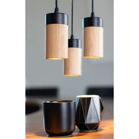 Lampa wisząca Annick w zestawie Kabel 3xLED GU10 5W Dąb olejowany/Czarny metal/Czarny silikonowy oplot 1419304R