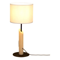 Colette szara lampa stołowa 1xE27 maks. 40W barwiona sosna szara/czarny metal/czarny kabel z tkaniny/szary klosz z tkaniny 8620217104