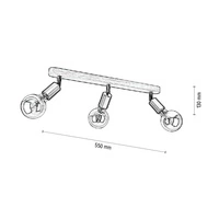 Takada Lampa Sufitowa 3xE27 Maks. 25W Bejcowana Sosna Szara/Czarny Metal 2035717800000