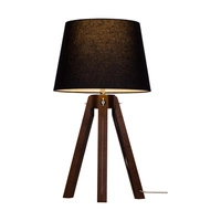 Tripod Table Lamp 1xE27 Max.40W Walnut Beech Wood/Transparent PVC Cable/Black Fabric Shade 6115076