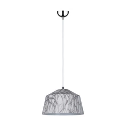 Natura Lampa Wisząca 1xE27 Max.60W Chromowany Metal/Biały Kabel PCV/Szary-Biały Metal 9802128