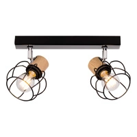 Phiphi Lampa Sufitowa 2xE27 Max.60W Czarny/Chrom/Dąb Olejowany 26114204