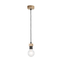 Drewniana lampa wisząca Clarte 1xE27 Max.60W Dąb olejowany/Czarny metal/Czarny kabel z tkaniny 3274174