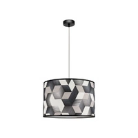 Lampa Wisząca Espacio 1xE27 Maks. 60W Czarny Metal/Przezroczysty Kabel PCV/Wielokolorowa Tapeta 15480104
