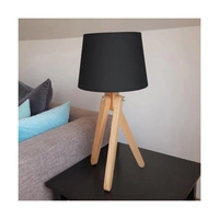 Lampa stołowa Rune 1xE27 Max.40W Dąb Olejowany/Przezroczysty Kabel PCV/Klosz z Czarnej Tkaniny 6315074