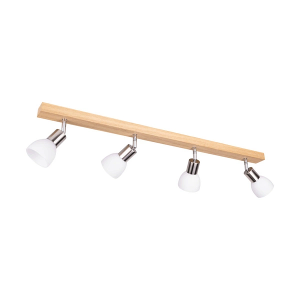 Timon Ceiling Lamp 4xE14 Max.40W Oiled Oak/Satin Metal/White Glass 2047418620184