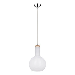 Bottles Pendant Lamp 1xE27 Max.60W Chrome Metal/White Fabric Cable/White Glass 1147102