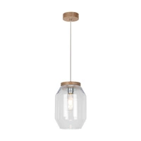 Vaso Pendant Lamp 1xE27 Max.60W Oiled Oak/Transparent PVC Cable/Transparent Glass 169110174