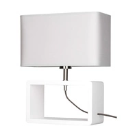 Lampa stołowa Cadre Quadrat 1xE27 maks. 25W białe drewno bukowe/antracytowy kabel z tkaniny/szary klosz z tkaniny 7010213310234