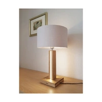 Lampa stołowa Asseto 1xE27 Max.25W 2xLED 24V Zintegrowana 980lm 3000K 10,5W Dąb olejowany/Antracytowy kabel z tkaniny/Beżowy klosz z dotykowego ściemniacza 7571174