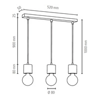 Pino Lampa Wisząca 3xE27 Max.60W Sosna Bejcowana/Czarny 71689304