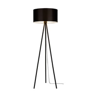 Lampa podłogowa Verian 1xE27 maks. 40W Czarny metal/czarny kabel PCV/czarny klosz z tkaniny 197613004