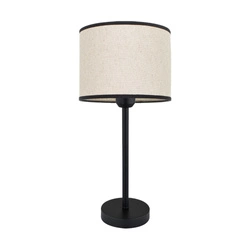 Amor Table Lamp 1xE27 Max.40W Black Metal/Black PVC Cable/Bright Linen with black ribbon Shade 7010408511664