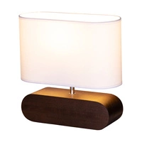 Lampa stołowa Marinna 1xE27 maks. 25W drewno bukowe orzechowe/przezroczysty kabel PVC/biały klosz z tkaniny 7611076