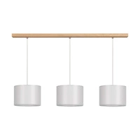 Dove Pendant Lamp 3xE27 Max.40W Oiled Oak/Transparent PVC Cable/Gray Fabric Shade 16390374