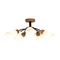 Viletta Wood Ceiling Lamp 5xE27 Max.60W Oiled Oak/Black Metal/White Glass 8152574
