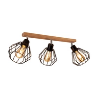 Lampa Sufitowa Vento 3xE27 Max.60W Dąb Olejowany/Czarny Metal 63804374