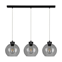 Lampa Wisząca Canberra 3xE27 Maks. 60W Czarny Metal/Przezroczysty Kabel PCV/Szkło Dymne 5500056