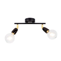 Lampa Sufitowa Porcia 2xE27 Max.25W Czarny Metal/Złoty Metal/Czarna Ceramika 8127204