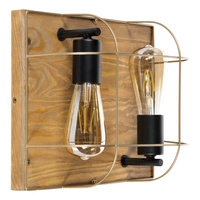 Netuno Wall/Ceiling Lamp 2xE27 Max.15W LED Stained Pine Brown/Black Metal/Gold Metal 92012251