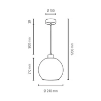 Lampa wisząca Svea 1xE27 maks. 60W drewno bukowe orzechowe/przezroczyste szkło/przezroczysty kabel PVC 13560176