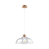 Lampa Wisząca Molde 1xE27 Max.60W Dąb Olejowany/Przezroczysty Kabel PCV/Przezroczyste Szkło 9882074