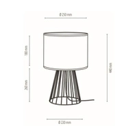Lampa stołowa Swan 1xE27 maks. 40W Czarny metal/czarny kabel PVC/biały klosz z tkaniny 89229104