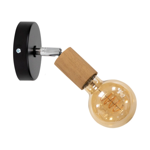 Elmin Wall Lamp 1xE27 Max.25W Oiled Oak/Black Metal 2264104