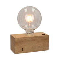 Lampa stołowa Theo 1xE27 maks. 25W dąb olejowany/czarny kabel PVC ze zintegrowaną ładowarką USB 7461174