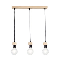 Drewniana lampa wisząca Clarte 3xE27 maks. 60W Dąb olejowany/Czarny metal/Czarny kabel z tkaniny 3274374