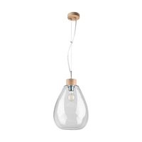 Lampa Wisząca Piro 1xE27 Max.60W Dąb Olejowany/Przezroczysty Kabel PCV/Przezroczyste Szkło 9822074