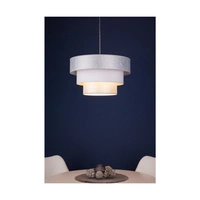 Lampa Wisząca Prata 1xE27 Max.40W Szary metal/Przezroczysty kabel PVC/Srebrno-biały klosz z tkaniny 957281227
