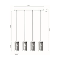 Lampa Wisząca Timeo 4xE27 Max.60W Bejcowana Sosna Szara/Czarny Kabel PCV/Czarny Metal 195109457
