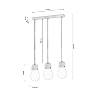 Bulb Wood Pendant Lamp 3xE27 Max.60W Oiled Oak/Transparent PVC Cable/White Glass 2811374